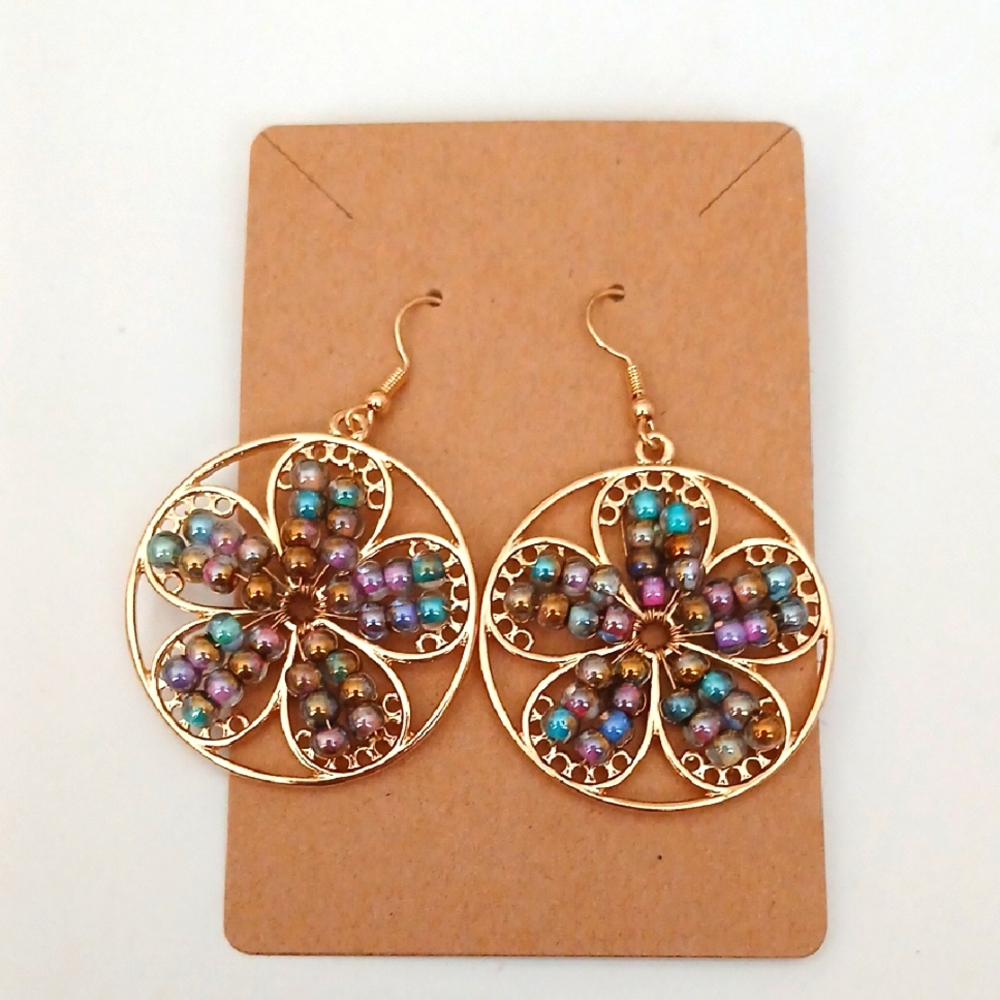 Fashion Jewelry Gold and Multicolor Earrings